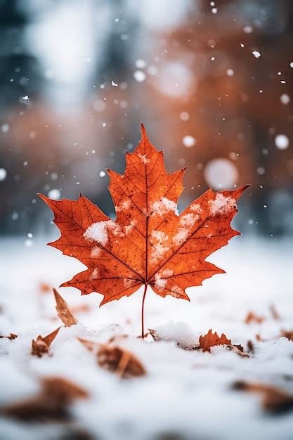 Trockene Herbstbl Tter Mit Schnee Zu Beginn Des Winters Kostenlose Foto