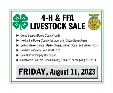 4 H And Ffa Livestock Sale To Be Held Friday August 11th Stockton