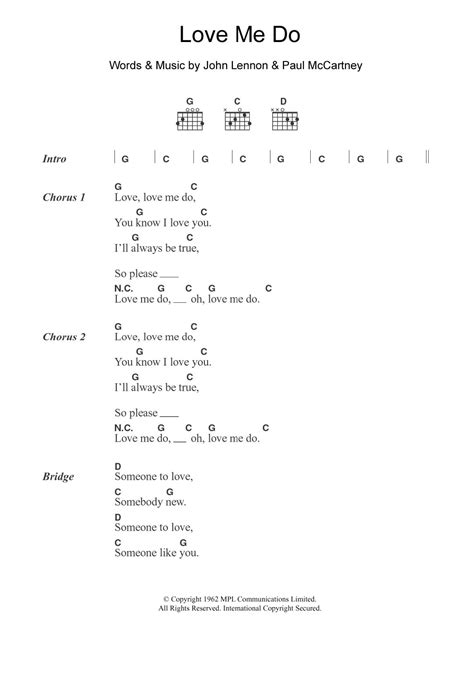 Love Me Do By The Beatles Sheet Music For Guitar Chordslyrics At Sheet Music Direct