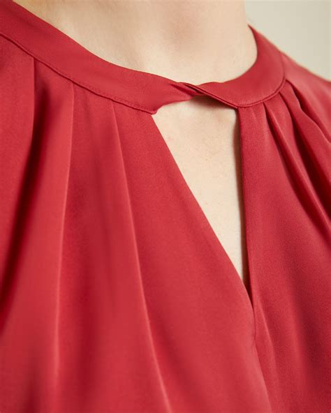 Sleeveless Satin Blouse With Keyhole Neck Rwandco