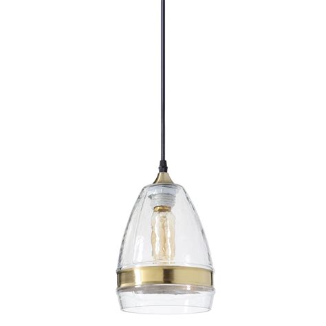 Casamotion Hammered Glass Pendant Light With Brass Ring Clear Small