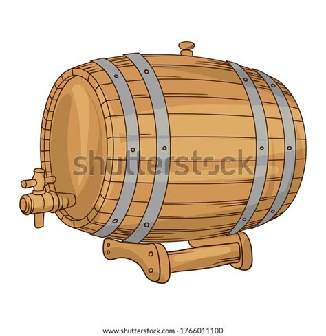 Illustration Wooden Barrel Wine Beer Image เวกเตอร์สต็อก ปลอดค่า