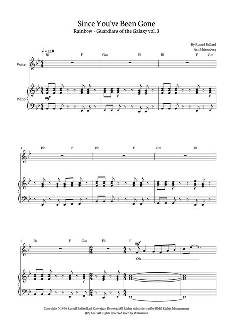 Since You Ve Been Gone Sheet Music Deep Purple Piano Vocal