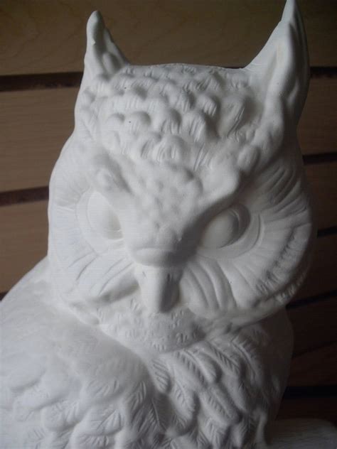 Unpainted Ceramic Bisque Owl To Paint Made To Order Horned Owl Etsy