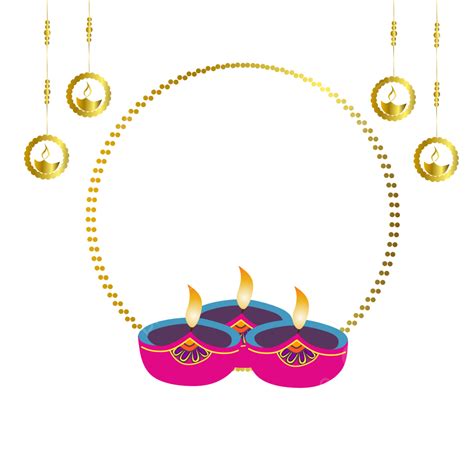 Diya Clipart Hd Png Golden Diwali Frame Decorated With Diya Diwali