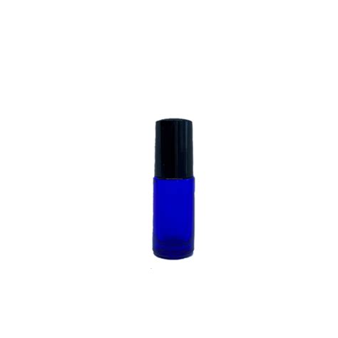 Petra 5ml Blue Glass Bottle With Roller Ball And Black Cap PetraPack