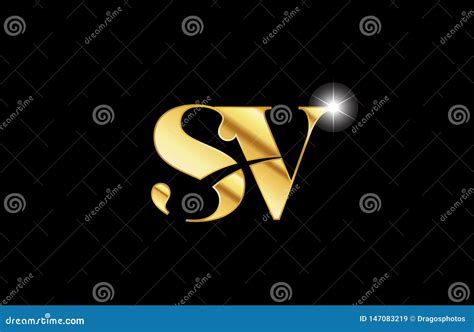 Diseño Metálico Del Icono Del Logotipo Del Metal De Oro Del Oro Del SV