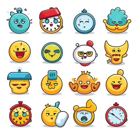 Premium Vector | Time emojis vector on white background