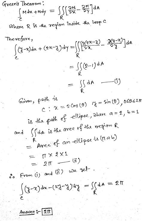 Solved Use Green S Theorem To Evaluate The Line Integral Use Green S