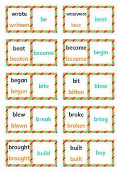 Irregular Verbs Dominoes Irregular Verbs Game By Petersgames Tpt