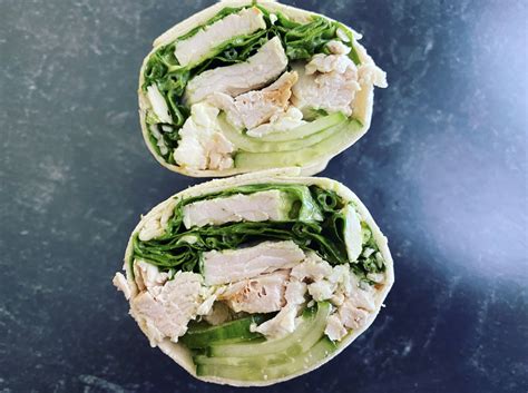 Chicken Wrap Spinach Cucumber Feta Avocado Green Goddess