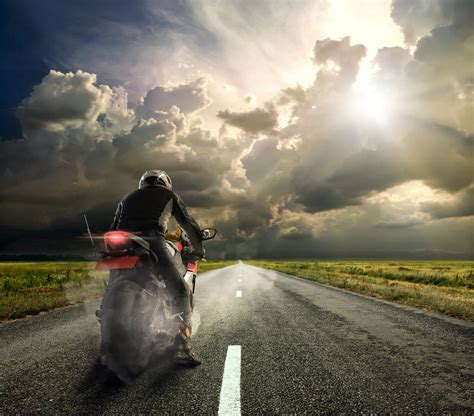 Biker On Road Wallpaper