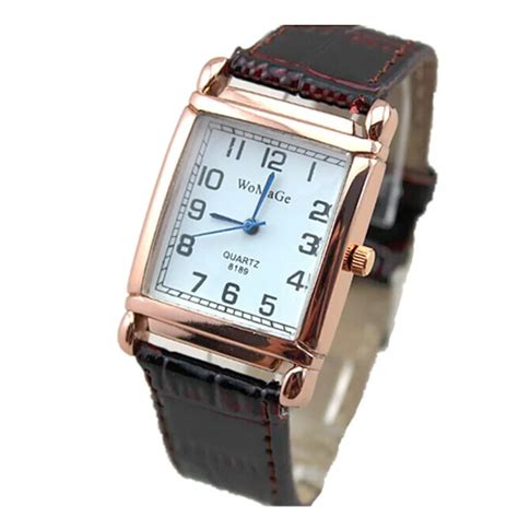 Montre Quartz En Cuir Pour Femmes Marque De Luxe Cadran Carr Or