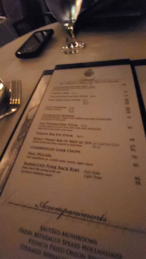 Menu at La Castile steakhouse, Mississauga