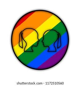 Rainbow Gay Couple Pride Flag Circle Stock Illustration