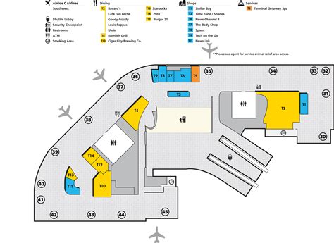 Tampa Airport Map (TPA) - Printable Terminal Maps, Shops, Food