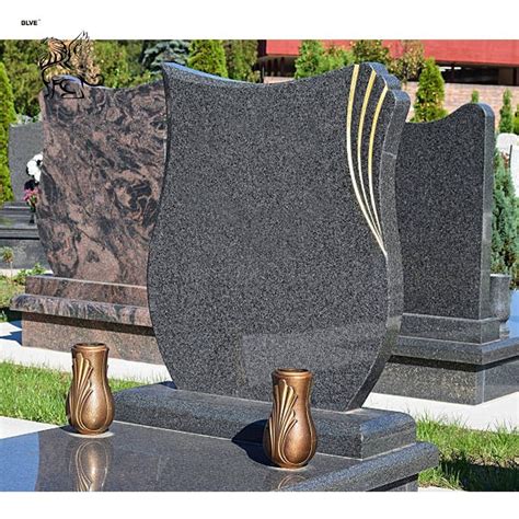 Custom Made China Black Natural Stone Granite Gravestone Headstone