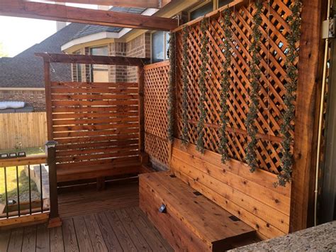 Backyard Wooden Deck Deck With Pergola Privacy Screen Outdoor