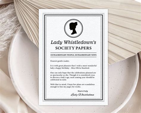 X Lady Whistledowns Society Page Birthday Announcement Dearest