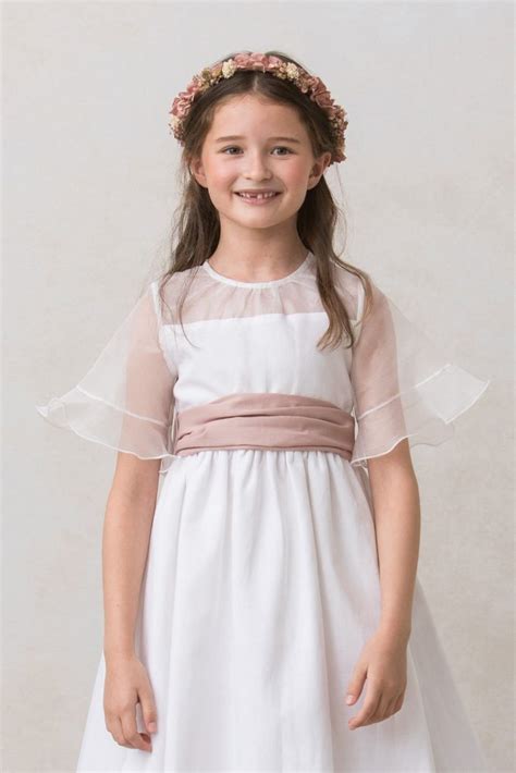 Fajín rosa nude Lazos de vestidos de comunión niña Quémono