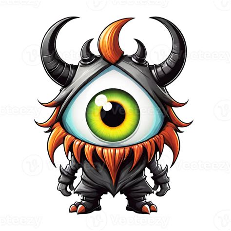 Ai Generated Cartoon Monster With Big Eye And Horn Isolated On