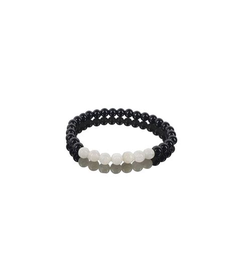 Pulsera Amazonita Con Obsidiana Negra Bolas Mm