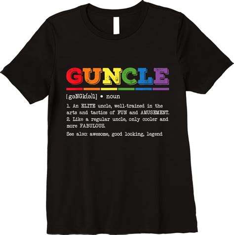 Best Mens Funny Guncle Definition Proud Gay Uncle Lgbtq Pride Rainbow T