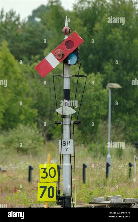 UK Railway Lower Quadrant Tack Circuit Equipped Semaphore Signal At