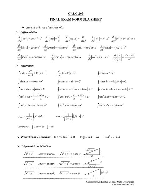 Calculus 2 Cheat Sheet