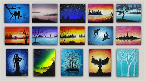 15 Silhouette Acrylic Paintings Time Lapse Painting Gallery Youtube