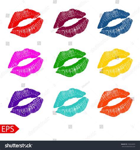 Print Set Rainbow Lips Vector Illustration Stock Vector Royalty Free