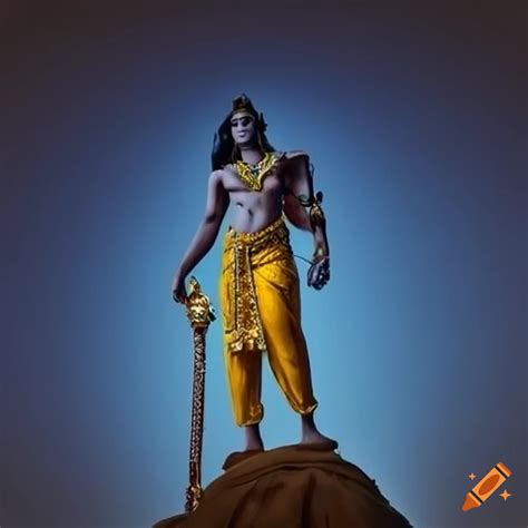 Lord Rama Standing On The Moondepicting Hindu Mythology