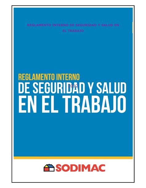 Reglamento Interno Sodimac REGLAMENTO INTERNO DE SEGURIDAD Y SALUD EN