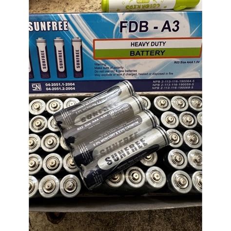 Jual Perbuah Baterai Kering Sunfree Aaa 1 5 Volt Dry Cell Battery 1 5v Baterai Remot Murah