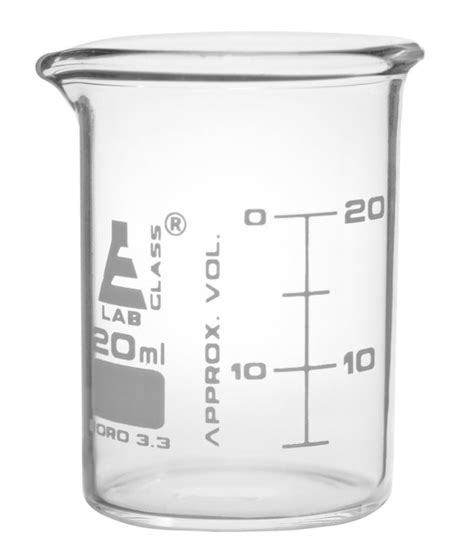 12 Pk Beakers 20ml Astm White Graduations Borosilicate Glass — Hbarsci