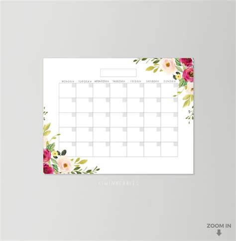 Monthly Planner Printable Floral Planner Monthly Plan | Etsy