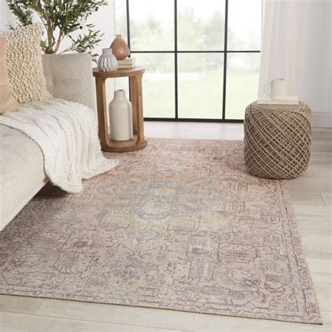 Machine Washable Parisa Medallion Light Blue And Light Tan Area Rug