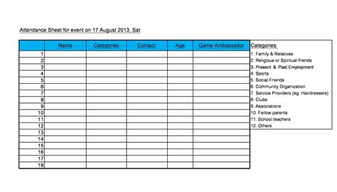 Attendance Chart Template Excel - Ponasa