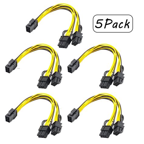 Amerteer 5 Pack Video Card Power Cable6 Pin To Pcie 8 Pin To Dual62pci Express Power