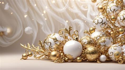 Premium AI Image | White and Gold Christmas Ornaments