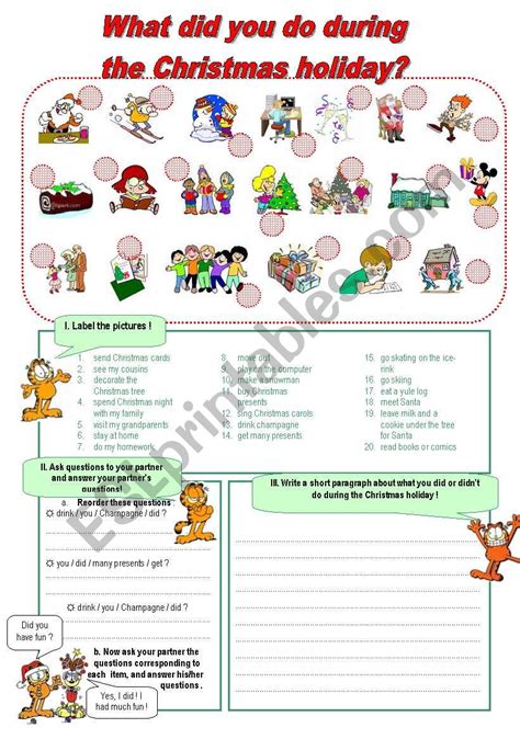 What Did You Do During The Christmas Holiday Esl Worksheet By Firstime