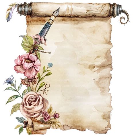 10 Vintage Scroll Clipart Floral Old Paper High Quality Png Jpgs