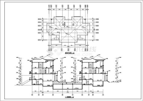 某3层框架结构双排别墅建筑设计施工图联排别墅土木在线