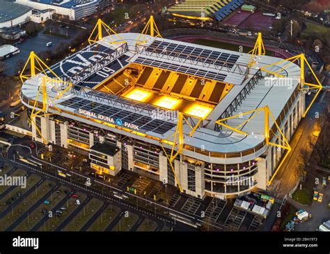 view of BVB Stadion Dortmund, Signal Iduna Park, Westfalenstadion, 18.01.2020, aerial view ...