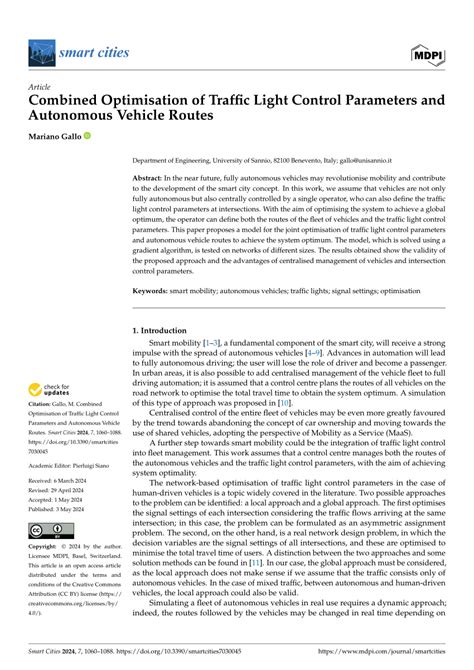 (PDF) Combined Optimisation of Traffic Light Control Parameters and ...