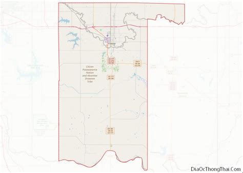 Map of Pottawatomie County, Oklahoma - Thong Thai Real