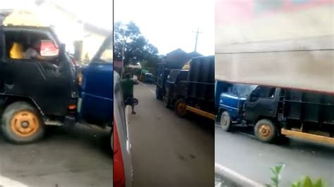 Warga Sudah Melerai Tapi Dua Sopir Truk Ini Saling Adu Banteng Di