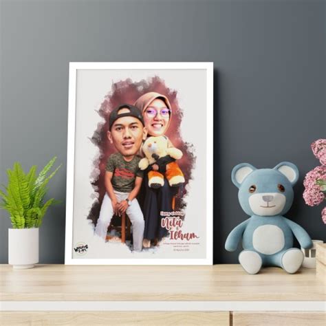 Jual Sketsa Karikatur Ukuran A X Couple Wajah Bingkai