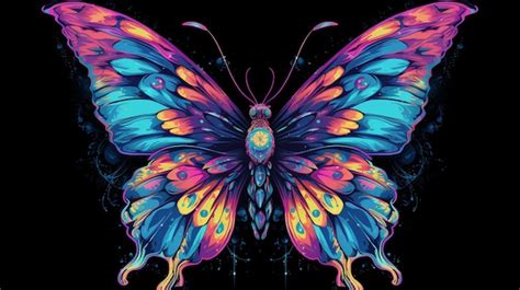 Premium Photo Brightly Colored Butterfly With Black Background