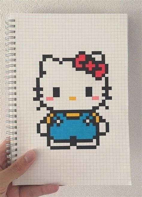 хелоу китти Easy pixel art Graph paper drawings Hello kitty drawing